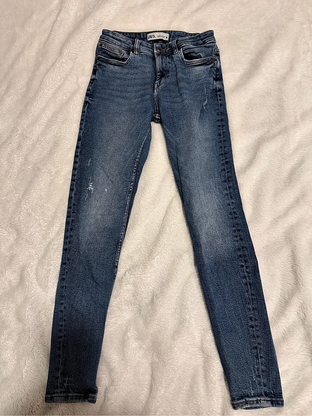 ZARA The Skinny Full Length Jeans Distressed Blue size USA 6 EUR 38